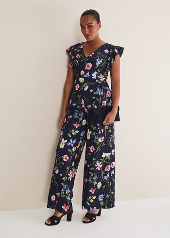 Phase Eight Kallie Floral Wide Leg Jumpsuit Navy/Multicolor USA | 3142056-CR